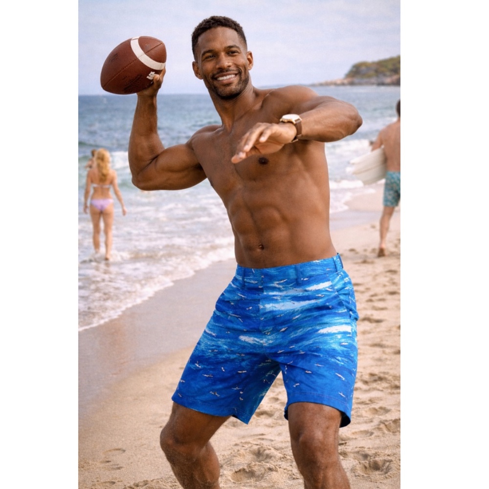 Polo Golf/Swim Men's Ocean and Surf Print Chino Short